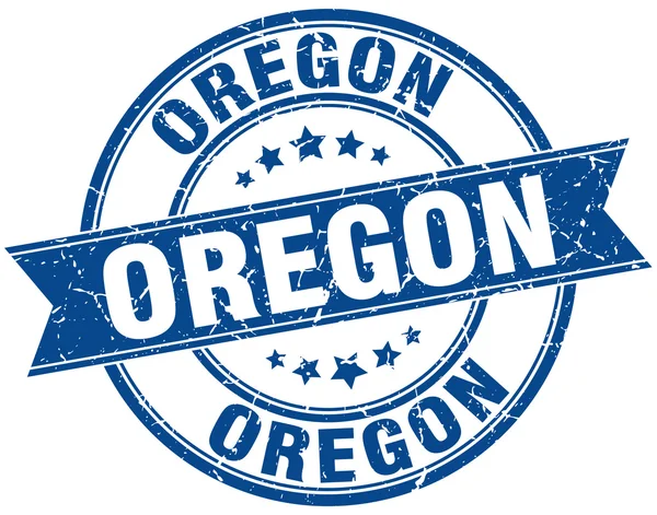 Oregon bleu rond ruban grunge timbre vintage — Image vectorielle