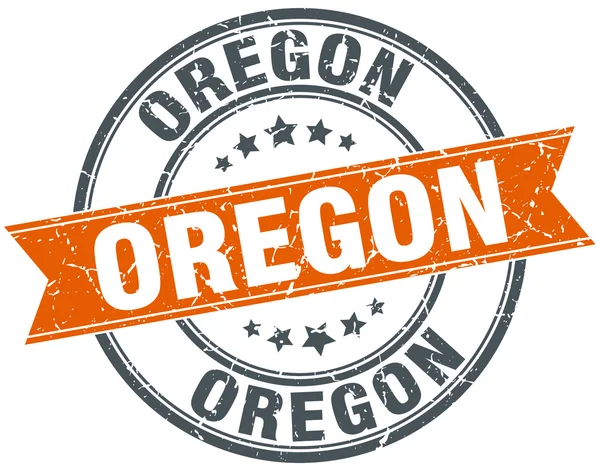 Oregon rouge rond ruban grunge timbre vintage — Image vectorielle