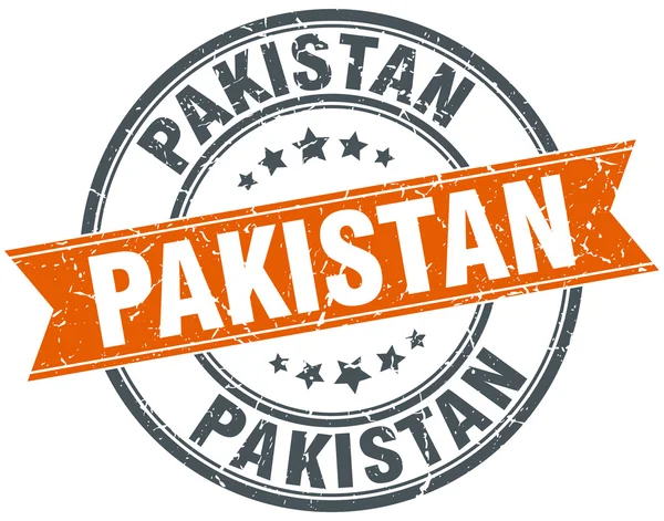Pakistan kırmızı yuvarlak grunge vintage şerit damgası — Stok Vektör