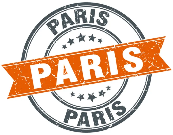 Paris červené kulaté razítko vintage stuha grunge — Stockový vektor