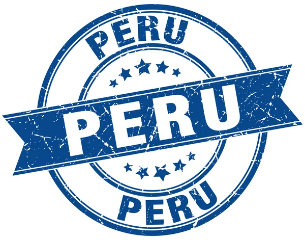 Pérou grunge ronde bleu timbre ruban vintage — Image vectorielle