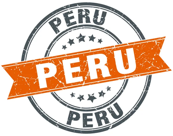Perú rojo redondo grunge vintage cinta sello — Archivo Imágenes Vectoriales