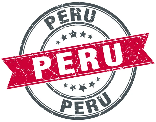 Perú rojo redondo grunge vintage cinta sello — Archivo Imágenes Vectoriales