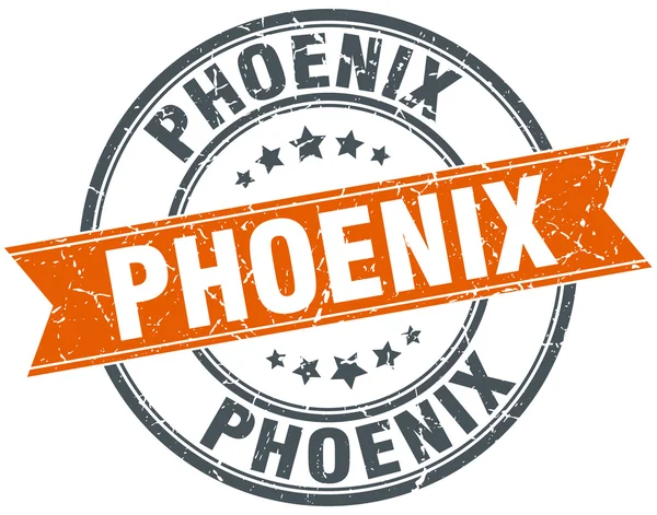 Phoenix kırmızı yuvarlak grunge vintage şerit damgası — Stok Vektör