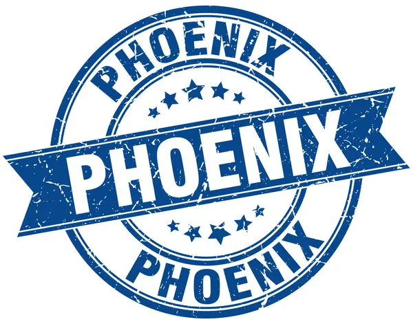 Phoenix mavi yuvarlak grunge vintage şerit damgası — Stok Vektör