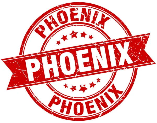 Phoenix rojo redondo grunge vintage cinta sello — Vector de stock