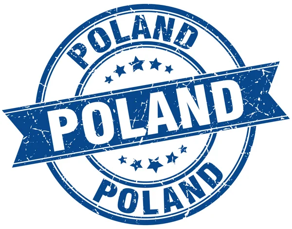 Polen-blau Runde Grunge jahrgang Multifunktionsleiste Stempel — Stockvektor