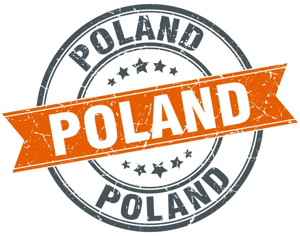 Polen rode ronde grunge vintage lint stempel — Stockvector