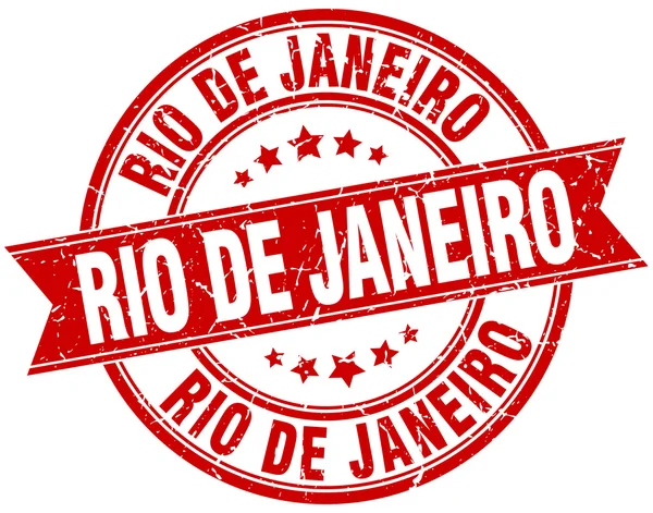 Rio de Janeiro rote runde Grunge Vintage Bändchenmarke — Stockvektor