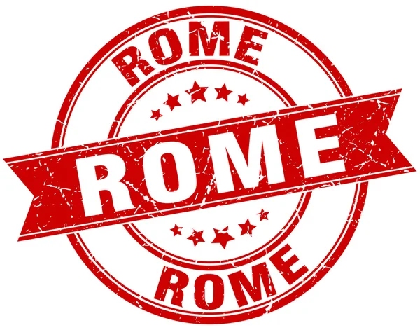 Rome rouge rond grunge timbre ruban vintage — Image vectorielle