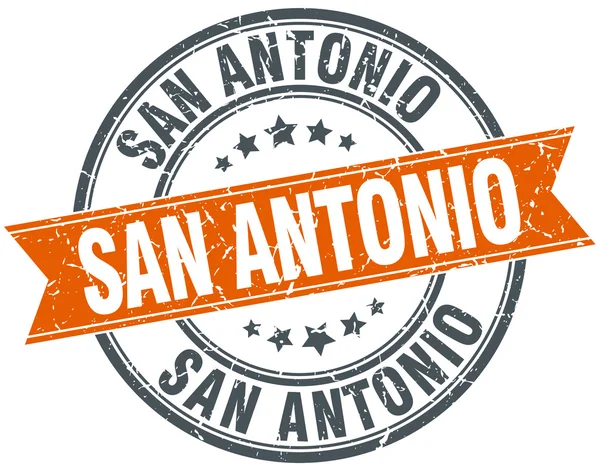 San Antonio 赤い丸いグランジ ビンテージ リボン スタンプ — ストックベクタ