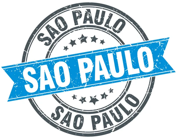 Sao Paulo blauwe ronde grunge vintage lint stempel — Stockvector
