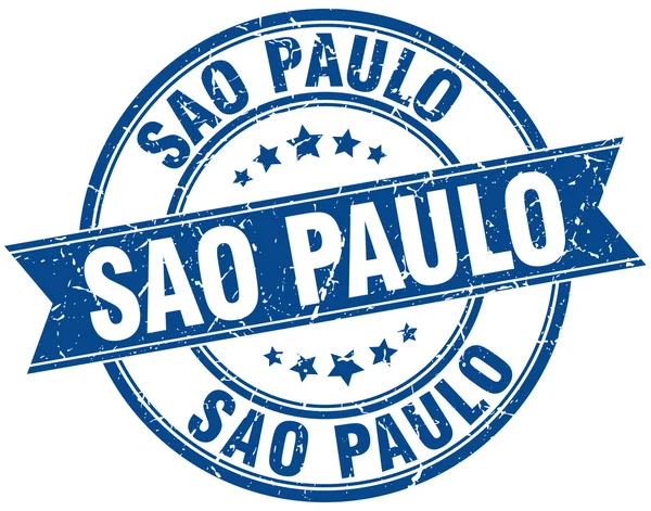 Sao Paulo blauwe ronde grunge vintage lint stempel — Stockvector