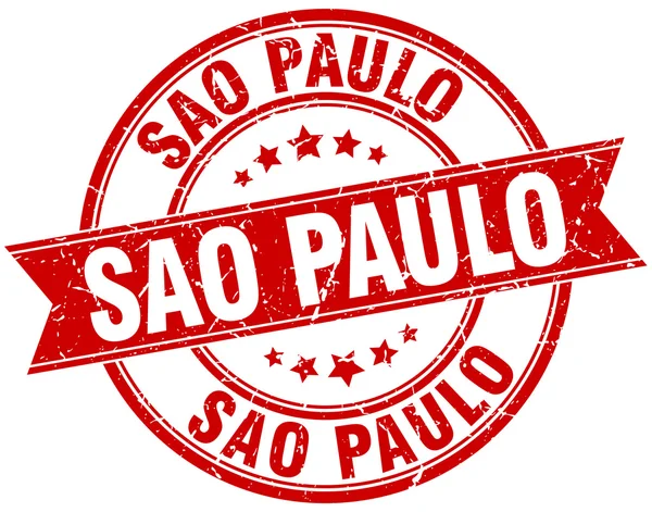 Sao Paulo rode ronde grunge vintage lint stempel — Stockvector