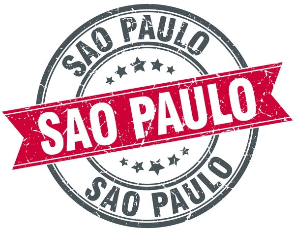 Sao Paulo rode ronde grunge vintage lint stempel — Stockvector