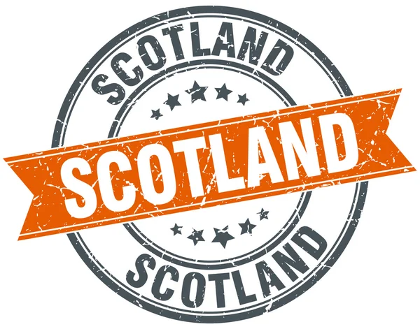 Scotland red round grunge vintage ribbon stamp — Stock Vector