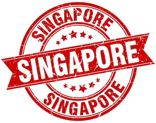 Singapour ruban rouge rond grunge timbre vintage — Image vectorielle