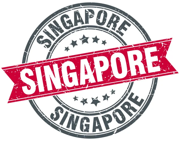 Singapore röda runda grunge vintage band stämpel — Stock vektor