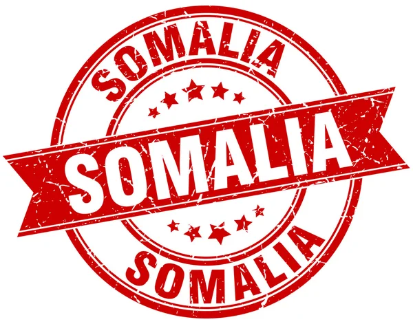 Красная круглая винтажная марка Сомали — стоковый вектор