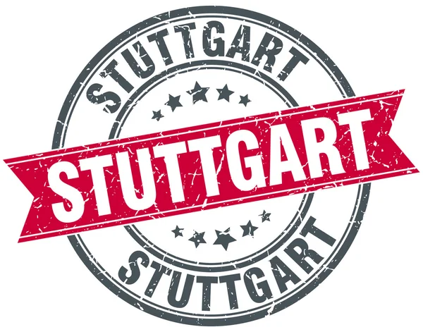 Stuttgart czerwony okrągły tło wstążka wzór pieczęci — Wektor stockowy