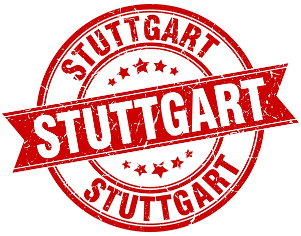Stuttgart czerwony okrągły tło wstążka wzór pieczęci — Wektor stockowy
