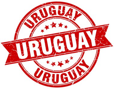 Uruguay kırmızı yuvarlak grunge vintage şerit damgası
