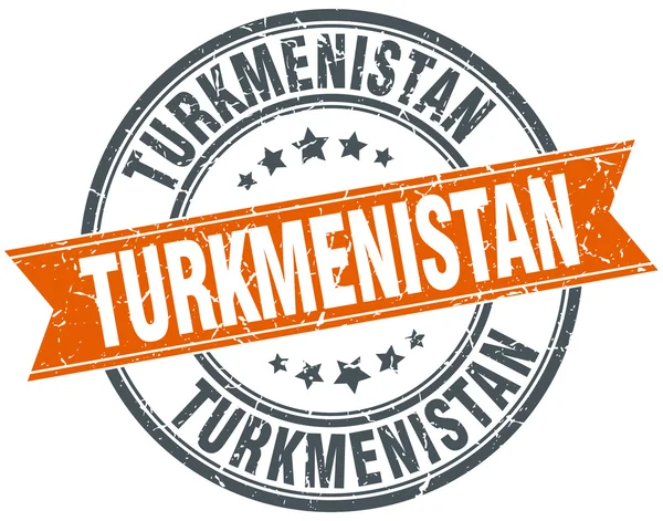 Turkmenistán červené kulaté razítko vintage stuha grunge — Stockový vektor