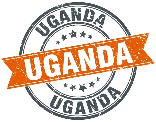 Uganda röda runda grunge vintage band stämpel — Stock vektor