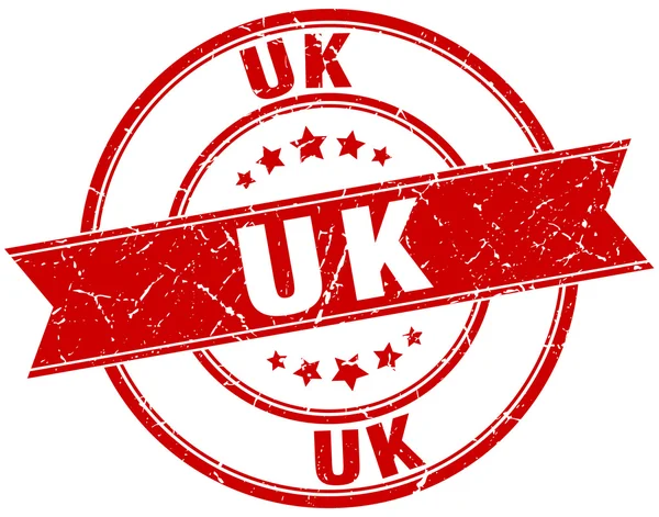 Reino Unido rojo redondo grunge vintage cinta sello — Vector de stock