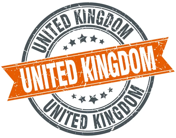 United Kingdom red round grunge vintage ribbon stamp — Stock Vector