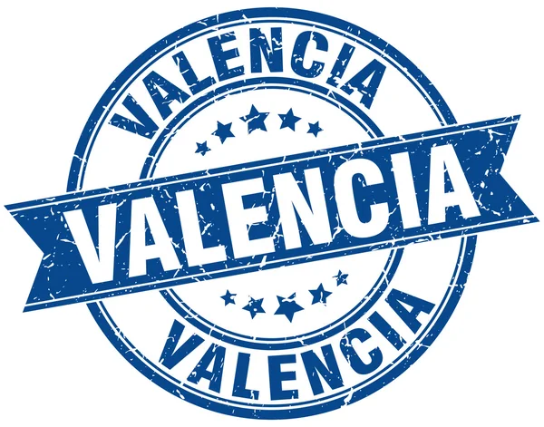 Valencia blue round grunge vintage ribbon stamp — Stock Vector