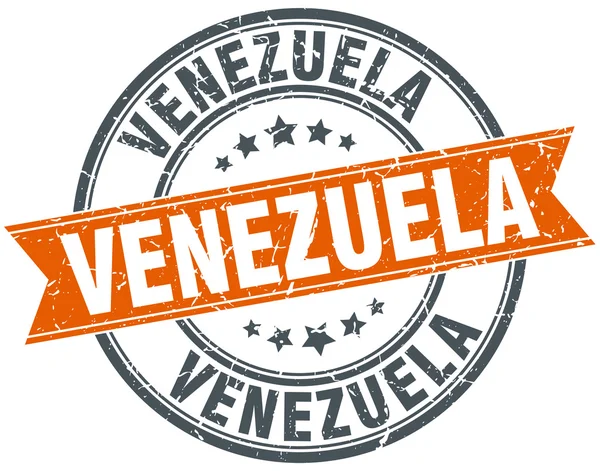 委内瑞拉红圆 grunge 复古丝带邮票 — 图库矢量图片