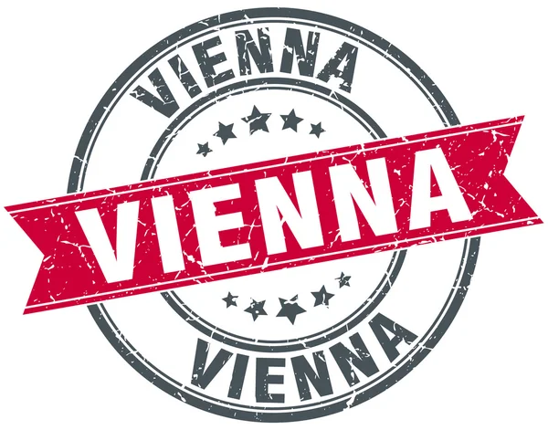 Vienna czerwony okrągły tło wstążka wzór pieczęci — Wektor stockowy