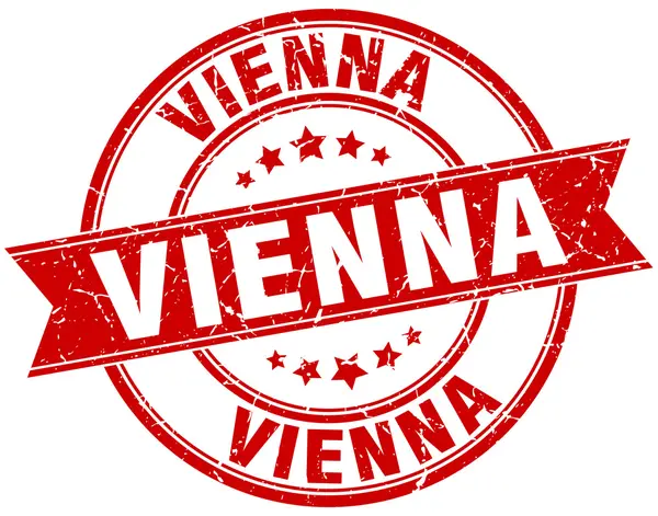 Vienna czerwony okrągły tło wstążka wzór pieczęci — Wektor stockowy