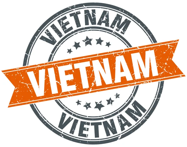 Vietnã vermelho redondo grunge selo de fita vintage — Vetor de Stock