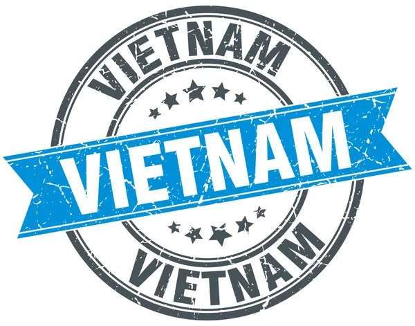 Vietname azul redondo grunge selo de fita vintage — Vetor de Stock