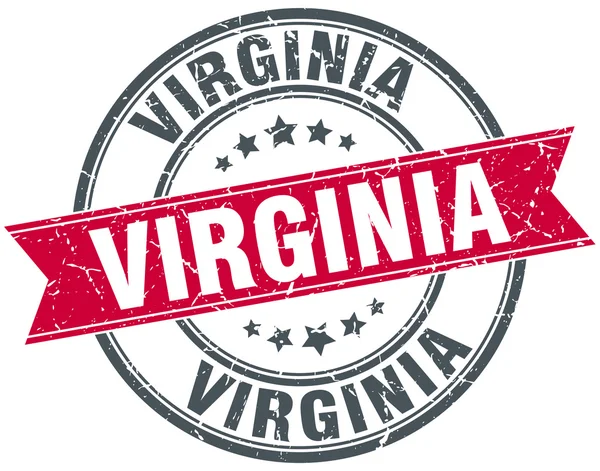 Virginia kırmızı yuvarlak grunge vintage şerit damgası — Stok Vektör