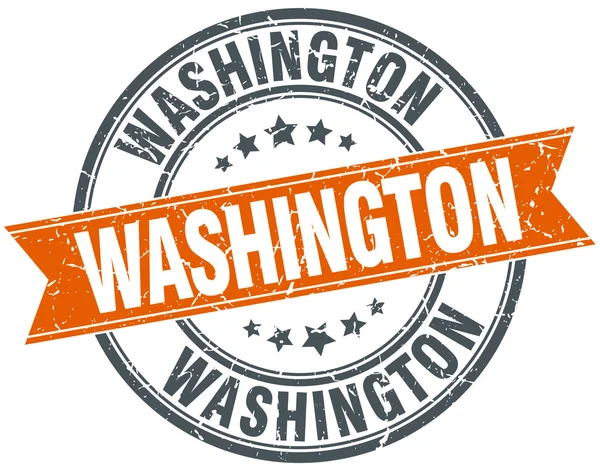 Washington red round grunge vintage ribbon stamp — Stock Vector