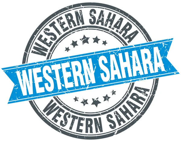Sáhara Occidental azul redondo grunge vintage cinta sello — Vector de stock