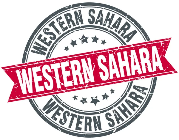 Sello de cinta vintage de grunge redondo rojo del Sahara Occidental — Vector de stock