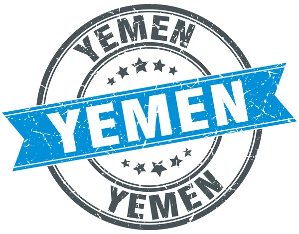 Jemen blauwe ronde grunge vintage lint stempel — Stockvector