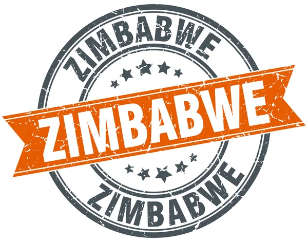 Zimbabwe czerwony okrągły tło wstążka wzór pieczęci — Wektor stockowy