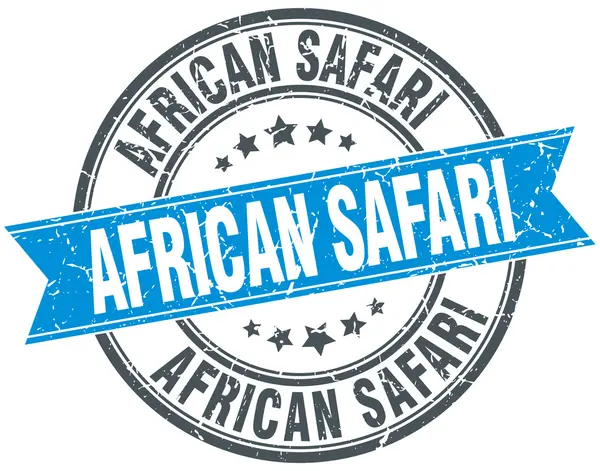 Africano safari blu rotondo grunge vintage nastro timbro — Vettoriale Stock