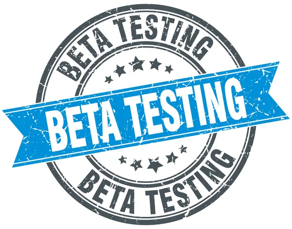 Beta-testów niebieski nieczysty okrągły wstążka wzór pieczęci — Wektor stockowy