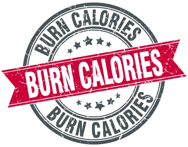 Kalorien verbrennen roter Round Grunge Vintage Ribbon Stempel — Stockvektor