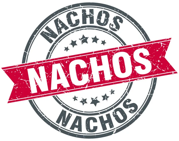 Nachos czerwony okrągły tło wstążka wzór pieczęci — Wektor stockowy