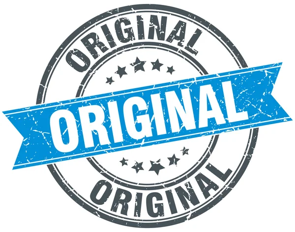 Original azul redondo grunge selo de fita vintage —  Vetores de Stock