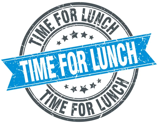 Time for lunch blue round grunge vintage ribbon stamp — Stock Vector