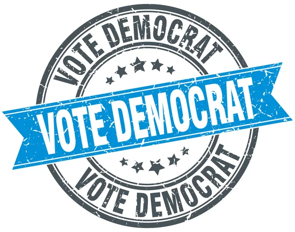 Ψηφοφορία δημοκράτης μπλε grunge γύρου vintage κορδέλα σφραγίδα — Διανυσματικό Αρχείο