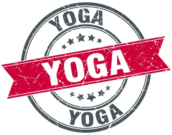 Yoga kırmızı yuvarlak grunge vintage şerit damgası — Stok Vektör